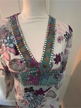 V-Neck Floral Beach Coverup